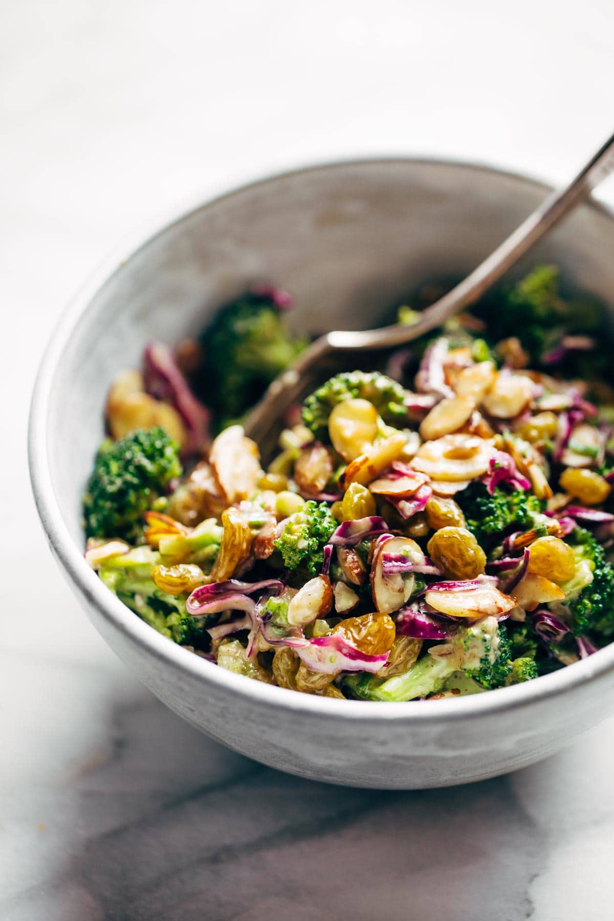 Super Clean Broccoli Salad With Creamy Almond Dressing