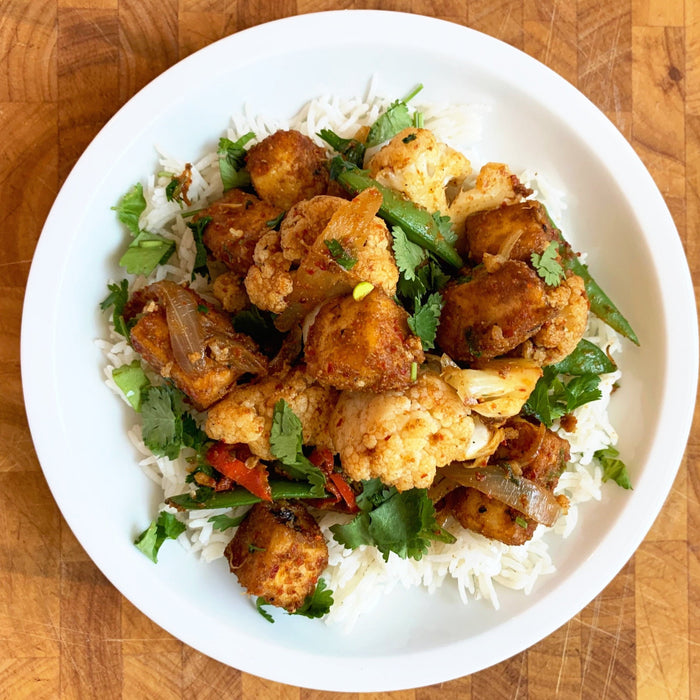 Cumin Spiced Tofu And Cauliflower Stir Fry