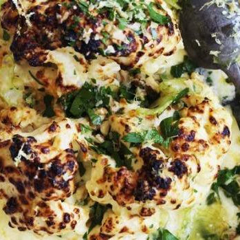 cauliflower gratin with pickled celery