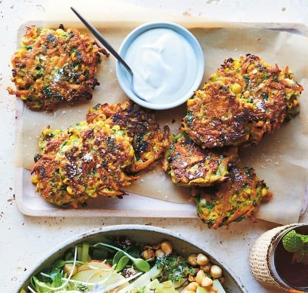 Corn, Spring Onion and Broccoli Fritters