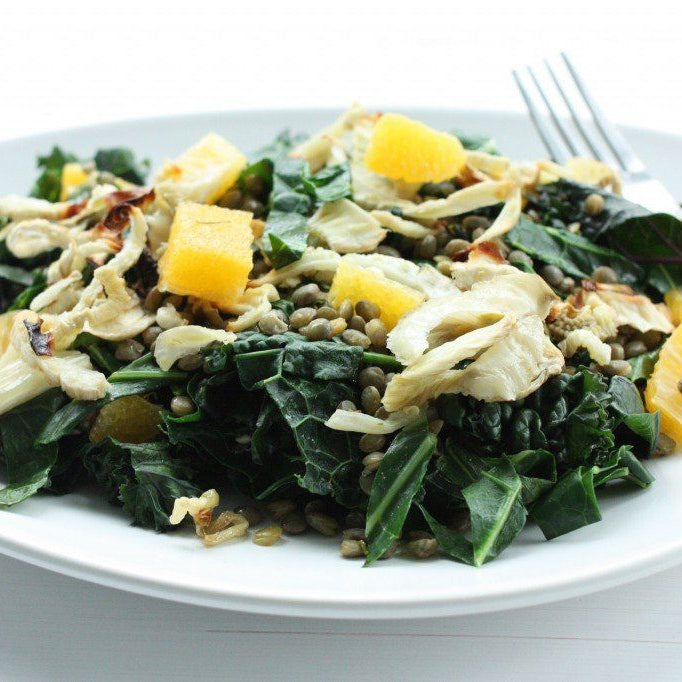 Easy lentil, kale, and fennel skillet with orange
