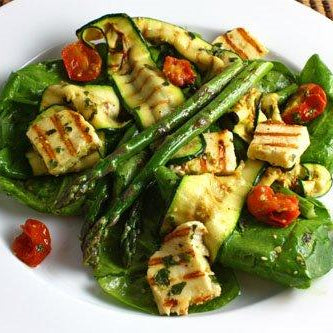 Grilled Asparagus, Zucchini and Halloumi Salad