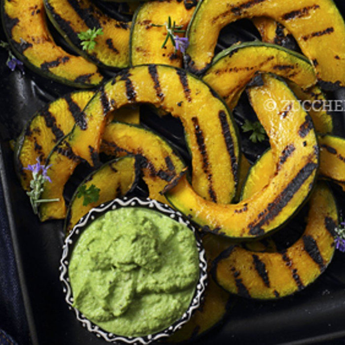 Grilled Pumpkin With Spinach Cauliflower Pesto