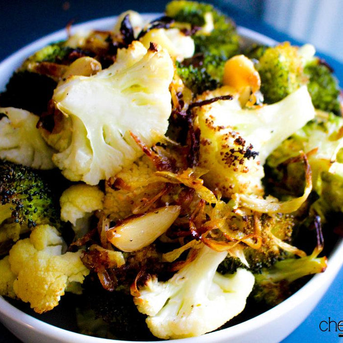 Lemony Roasted Broccoli, Cauliflower and Fennel