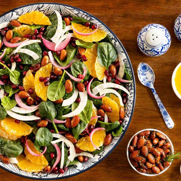 Orange Fennel Spinach Salad with Honey White Balsamic Dressing