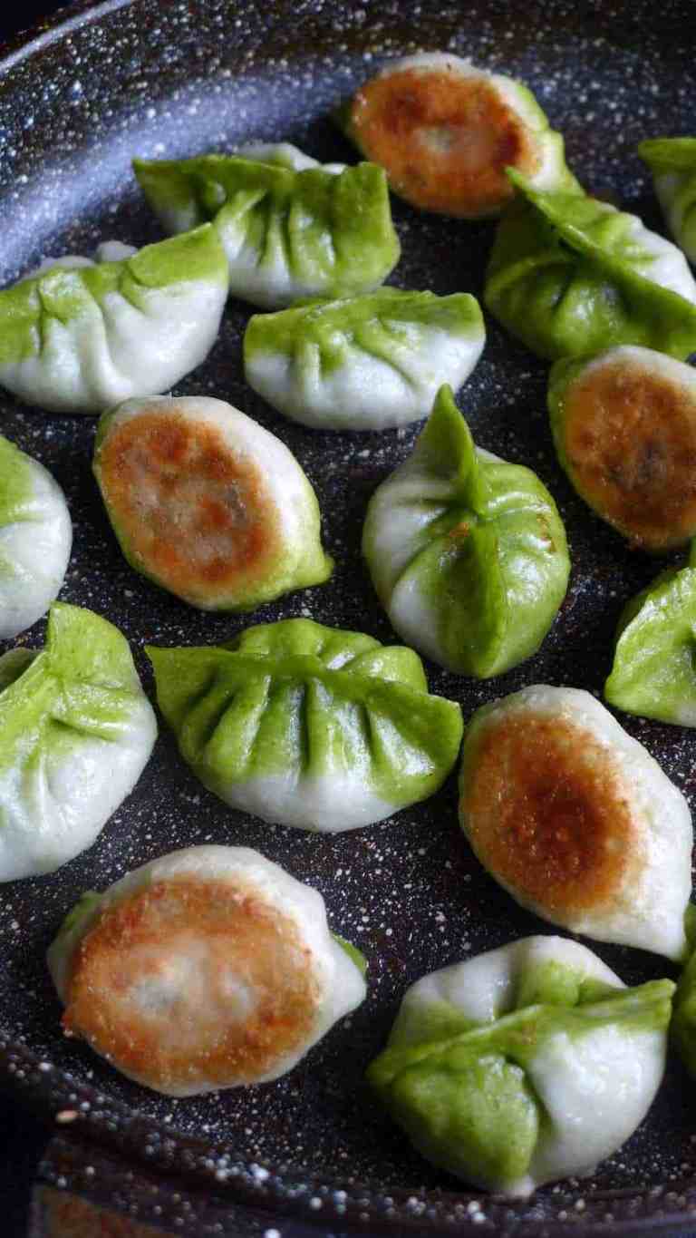 Pan-fried vegetarian dumplings / potstickers