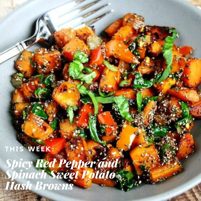 Spicy Red Capsicum and Spinach Sweet Potato Hash Browns