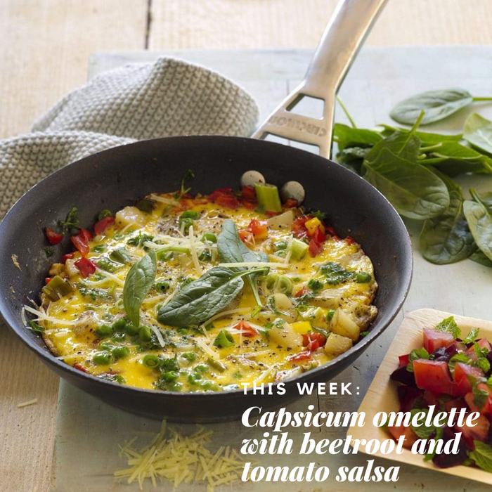 Capsicum Omelette with Beetroot and Tomato Salsa