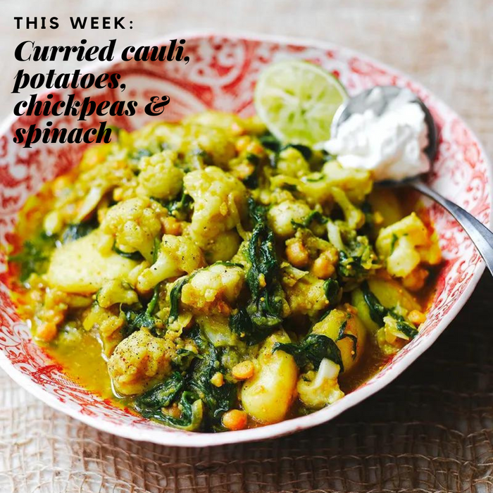 Curried Cauli, Potatoes, Chickpeas & Spinach
