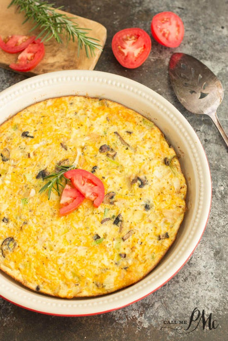 Sauteed Cauliflower Mushroom Leek Crustless Quiche