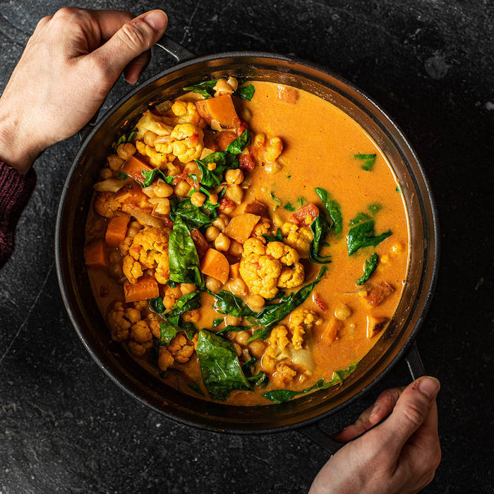 Cauliflower, Sweet Potato, and Chickpea Curry