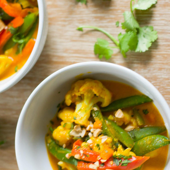 Thai Red Curry With Cauliflower And Snap Peas