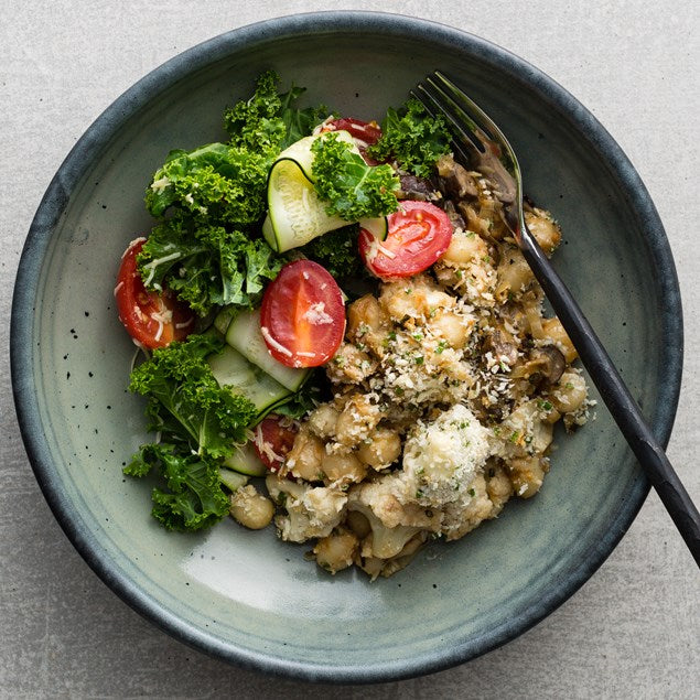 Truffled Gnocchi Gratin with Baby Kale Salad