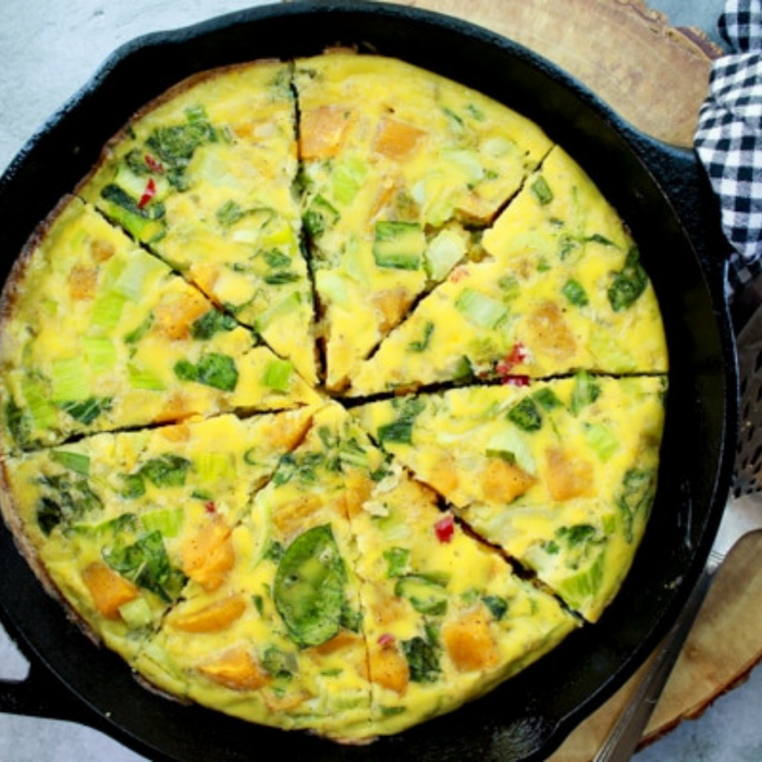 Roasted Butternut Squash and Bok Choy Frittata