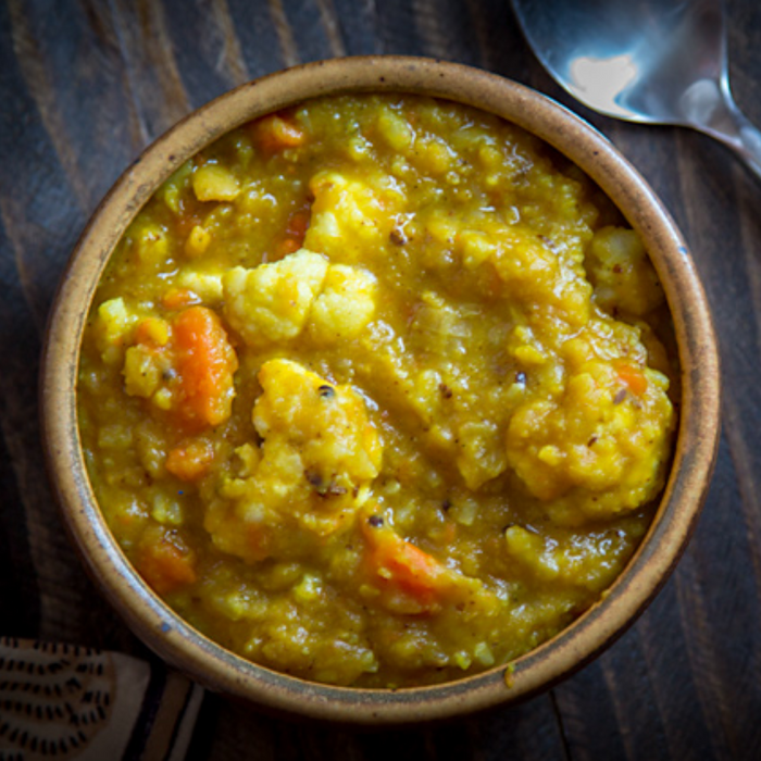Curried Split Pea Soup with Cauliflower