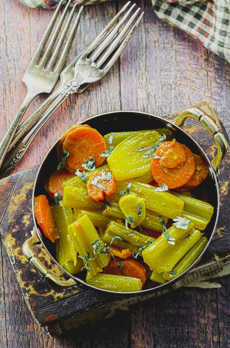 Warm turmeric celery salad