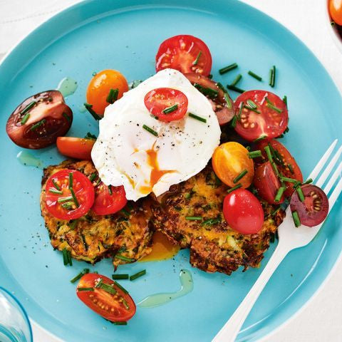 Zucchini and Pumpkin Fritters with Poached Eggs