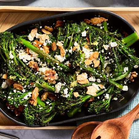 Charred Broccolini Salad with Za'atar, Lemon & Maple Glazed Nuts