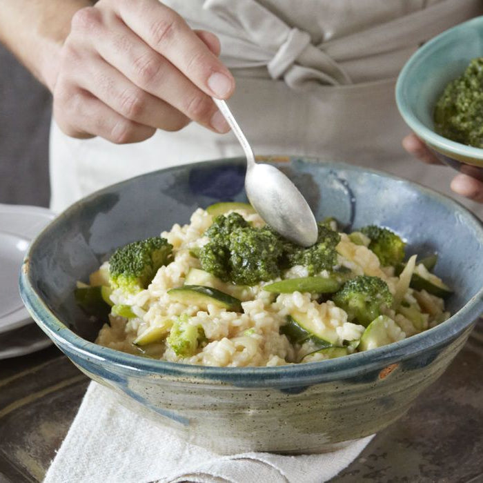 Broccoli Risotto with Bright Parsley Pesto