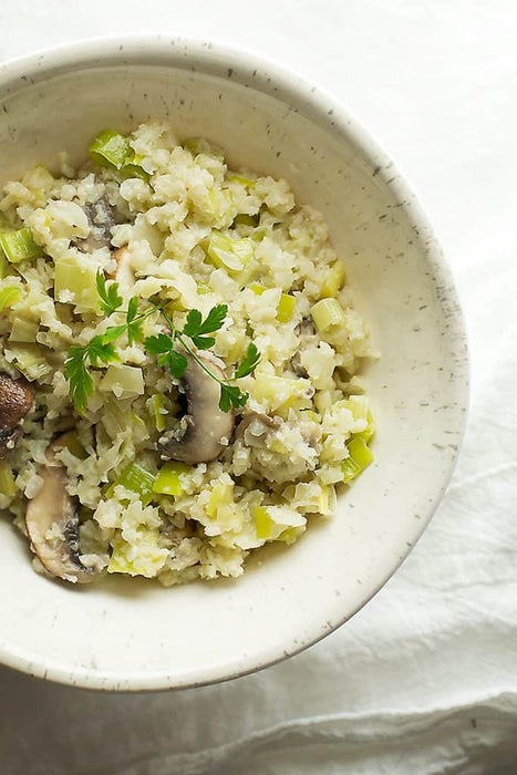 Leek and Mushroom Cauliflower Risotto