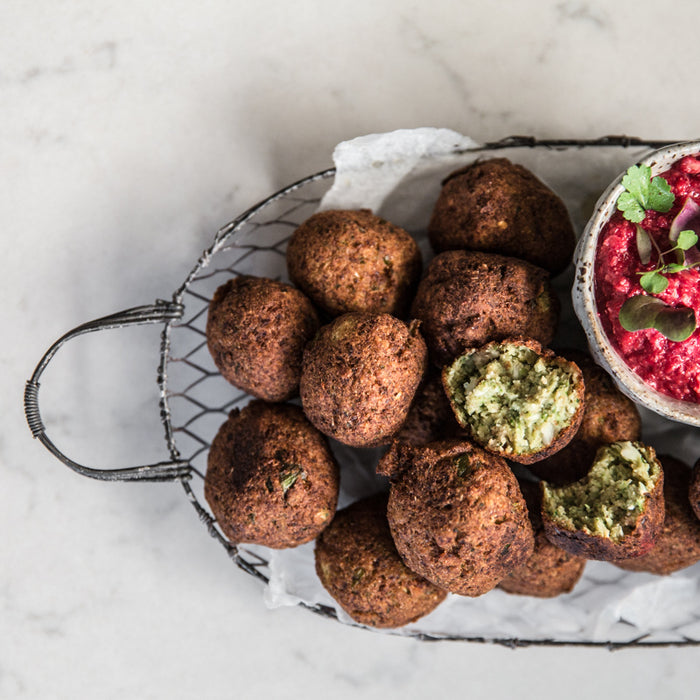 Spicy Cauliflower Falafel With Beetroot Dip