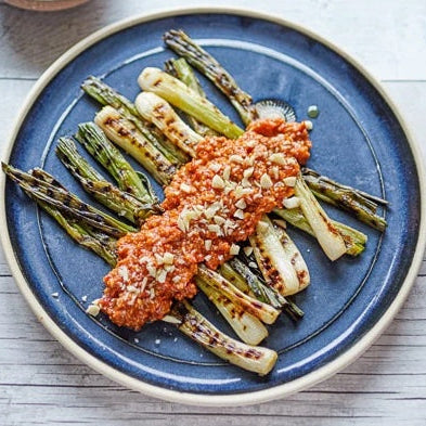 Charred Spring Onions & Romesco