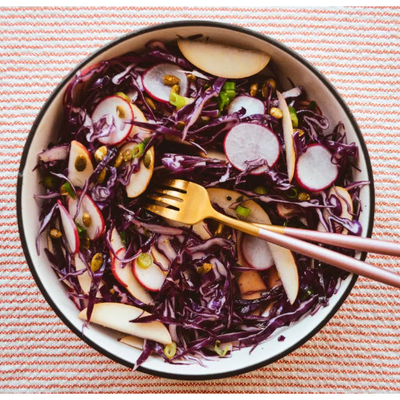 Crunchy Red Cabbage, Apple & Radish Slaw