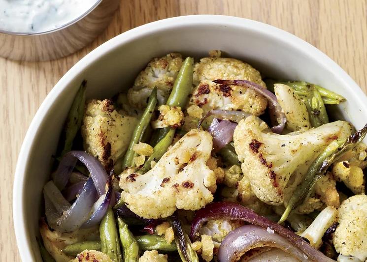 Curried Cauliflower and Green Bean Salad with Lemon Yogurt