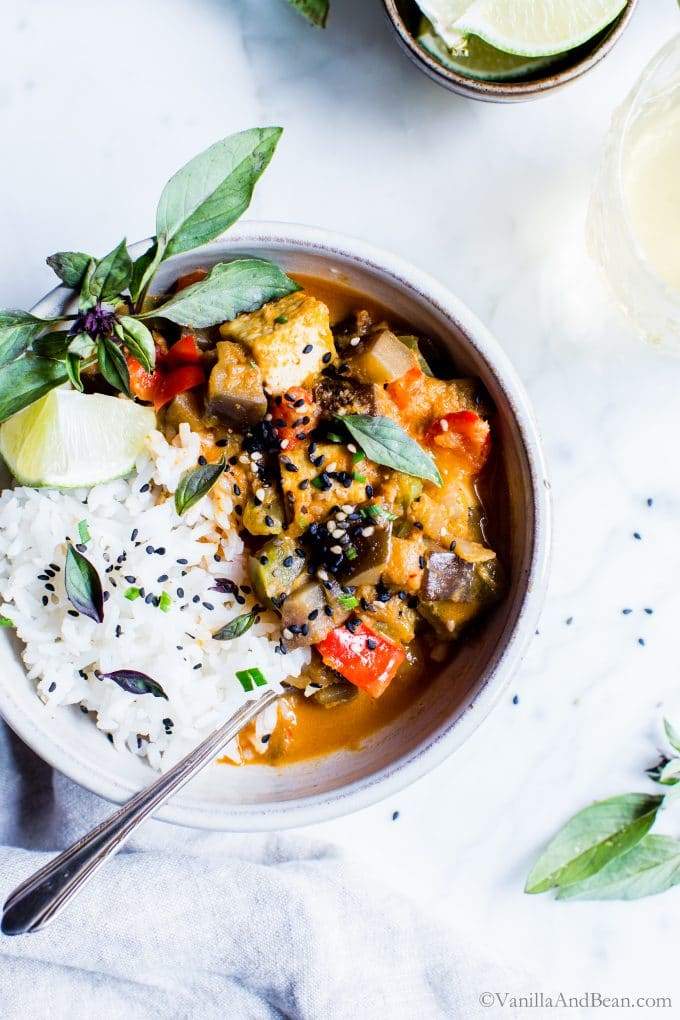 Thai Red Curry With Eggplant And Sweet Peppers