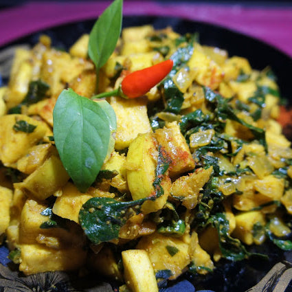 Spiced Mula (White Radish/ Daikon) and Spinach