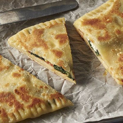 Sauteed Leek, Silverbeet And Hot Sopressa Gozleme
