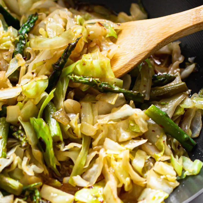 Stir Fried Cabbage and Asparagus