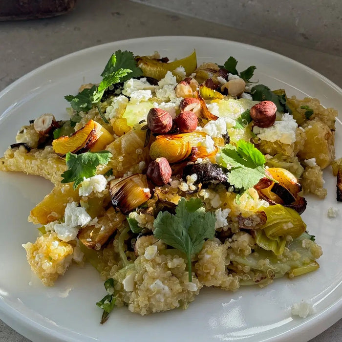 Warmed Roast Parsnip and Leek Quinoa Salad