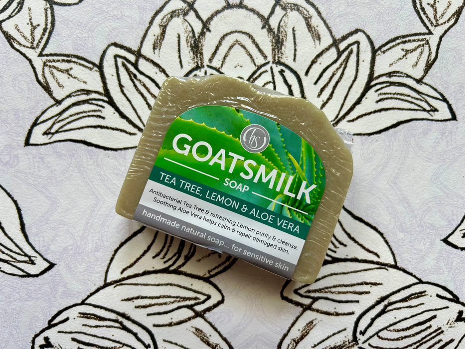 Goats Milk Soap Tea Tree, Lemon & Aloe Vera, Harmony Soapworks (140g)