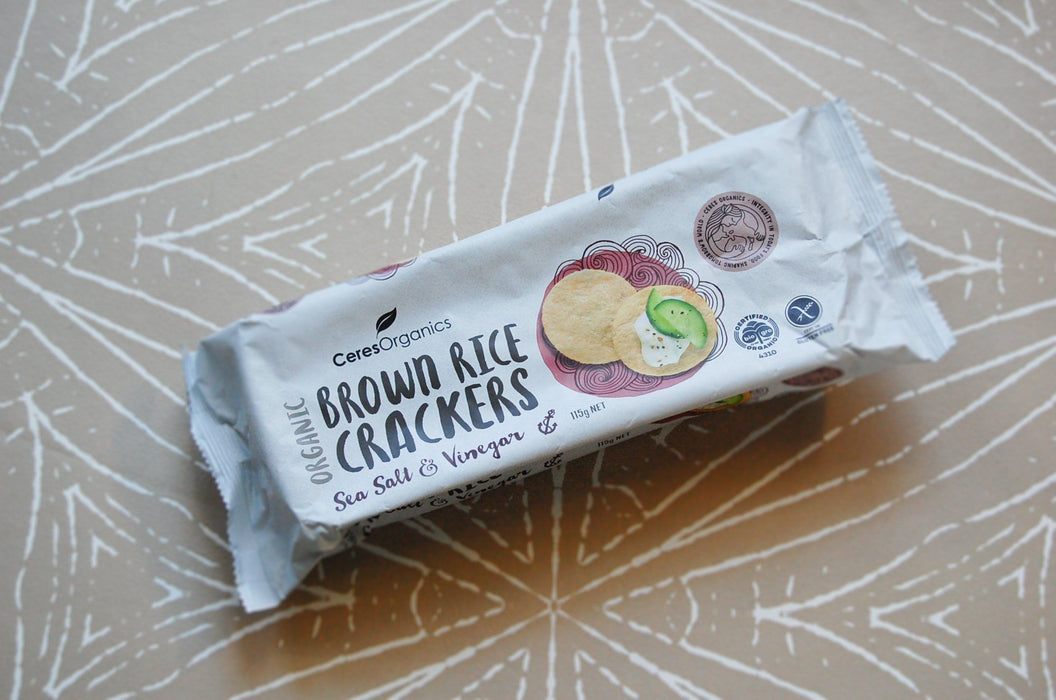 Brown Rice Crackers Salt & Vinegar, Ceres (115g)