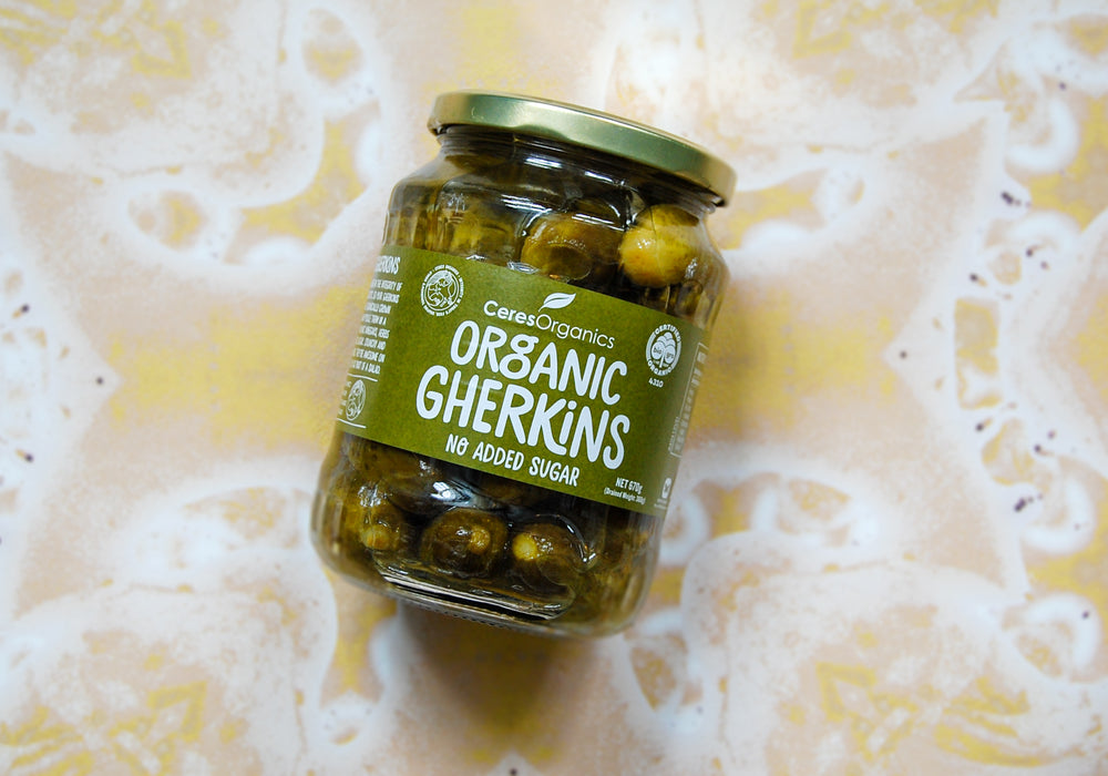 Organic Gherkins Sliced, Ceres (670g)