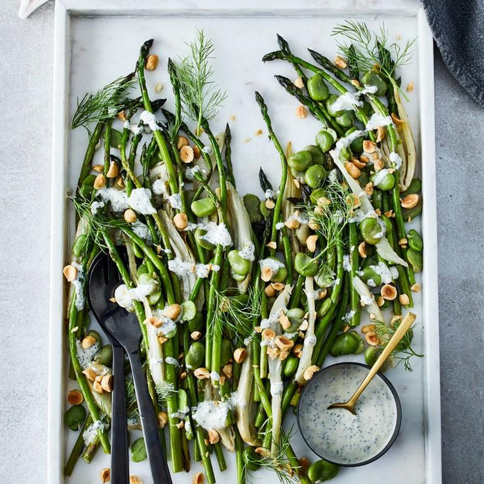 Asparagus, Roasted Fennel, and Broad Bean Salad