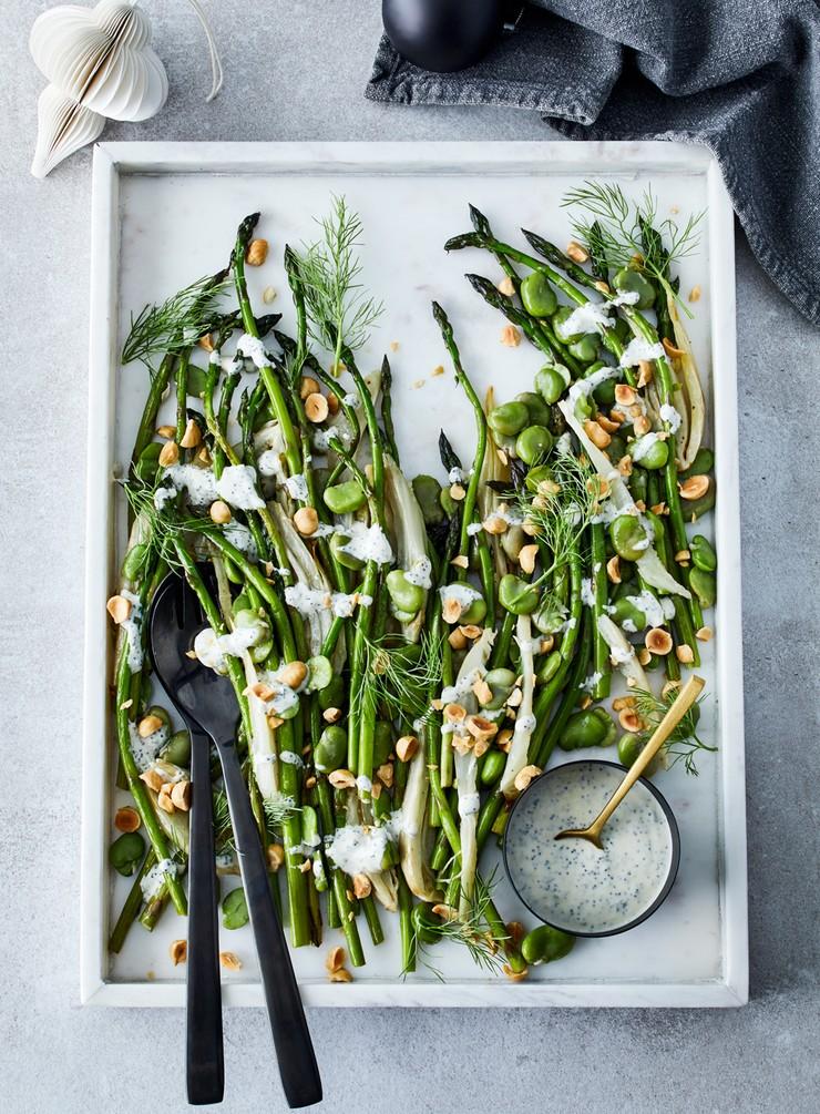 Asparagus, Roasted Fennel, and Broad Bean Salad
