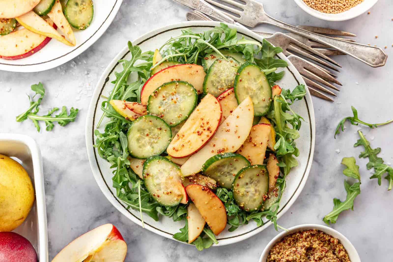 Apple Pear Cucumber Salad with Balsamic and Rocket