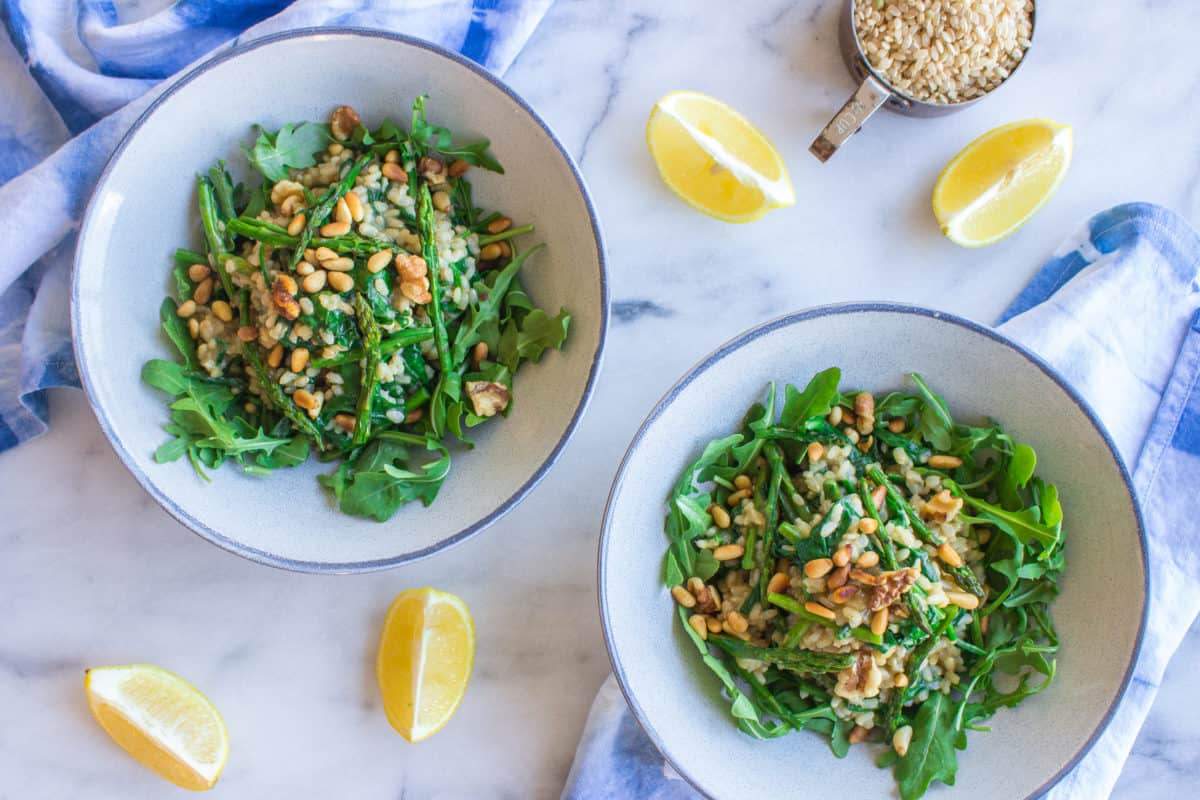 Asparagus, Spinach, and Walnut Risotto
