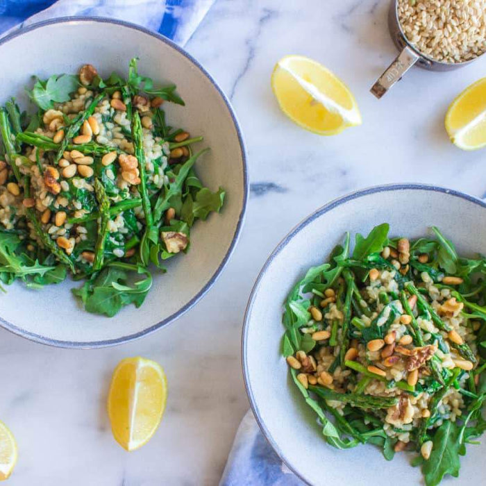 Asparagus, Spinach, and Walnut Risotto