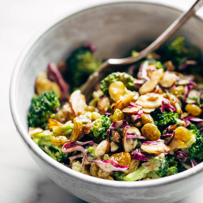Super Clean Broccoli Salad With Creamy Almond Dressing