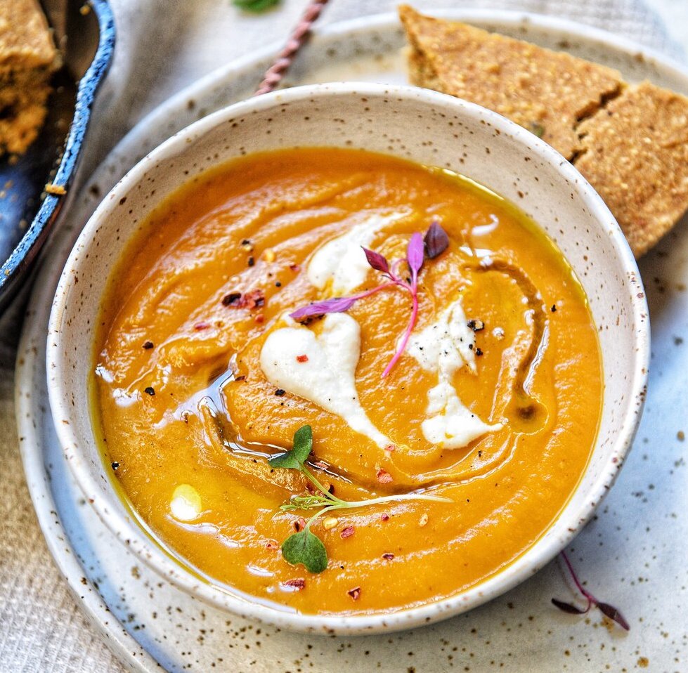 Carrot Parsnip Soup with Cashew Cream