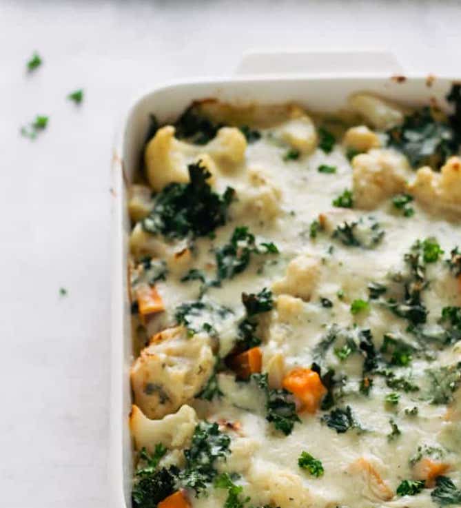 Cauliflower, Kale & Sweet Potato Gnocchi Bake