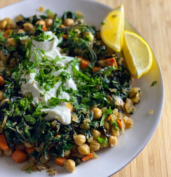 Ottolenghi’s Chickpeas and Silverbeet with Yogurt