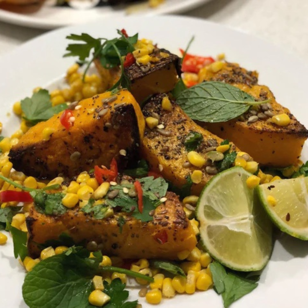 Ottolenghi Style Roasted Pumpkin with Sweet Corn Salsa — Food Garden Ottolenghi Style Roasted Pumpkin with Sweet Corn Salsa — Food Garden