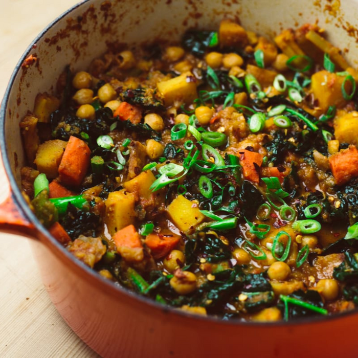 Chickpea Curry With Roast Carrot and Parsnip