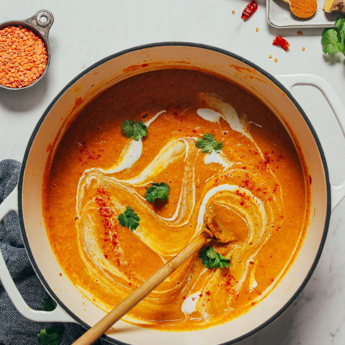 Creamy Curried Cauliflower Lentil Soup