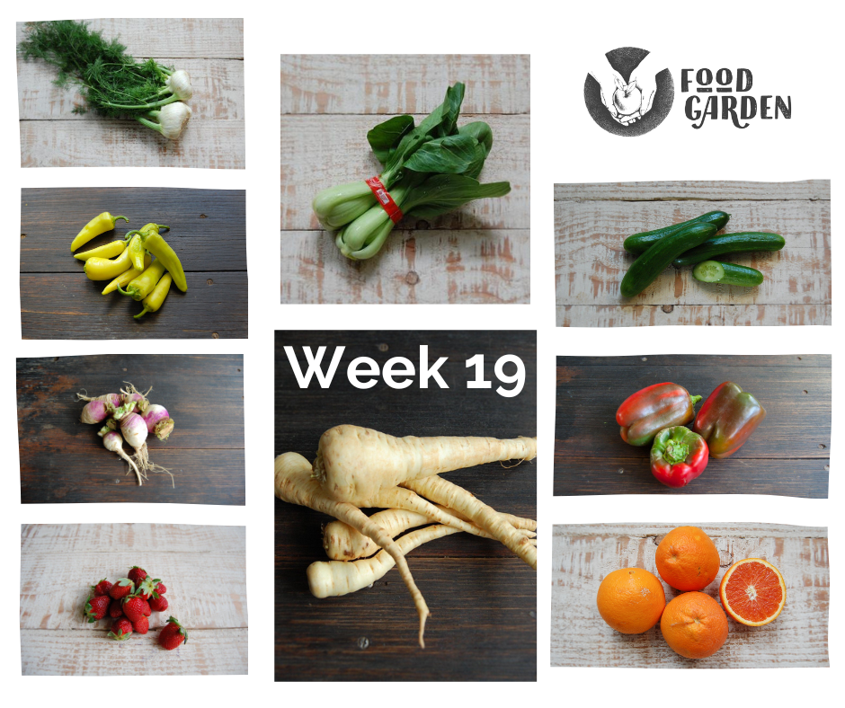 Week 19 - Pak Choy, Bullhorn Capsicum, biodynamic Parsnip, local Potato, new season Citrus and last days of Strawberries