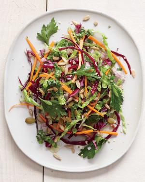 Kale slaw with red cabbage and carrots